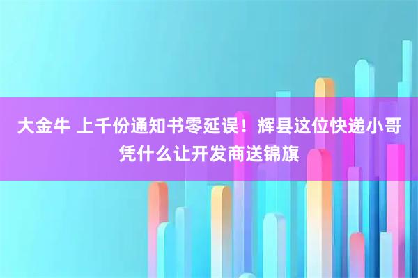 大金牛 上千份通知书零延误！辉县这位快递小哥凭什么让开发商送锦旗
